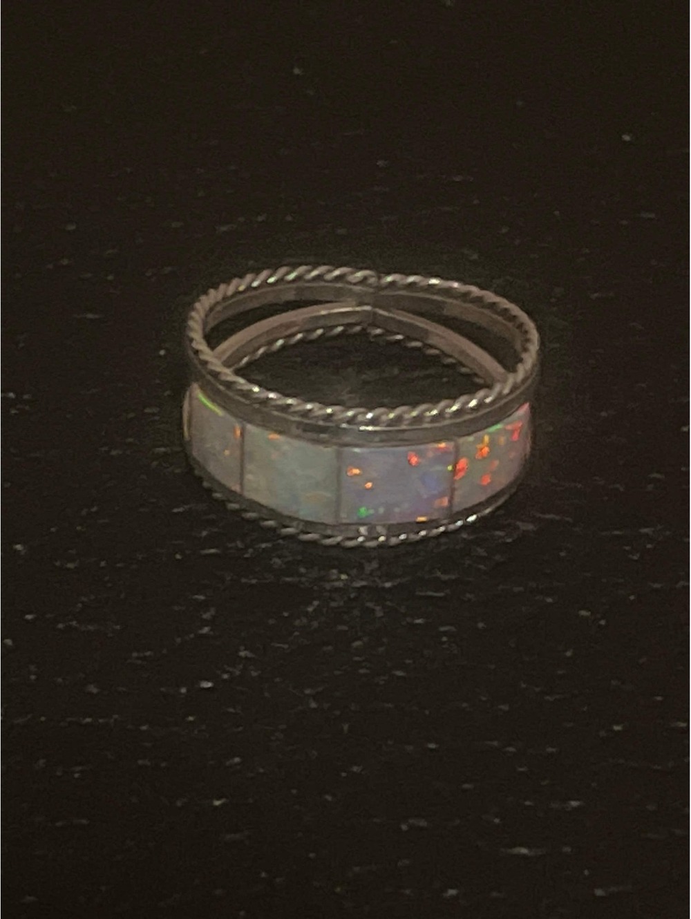 Navajo handmade sterling silver opal ring size 7.5